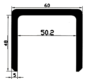 Gummi U-Profil KB 15mm 21x20mm EPDM 65° Sh.A. schwarz